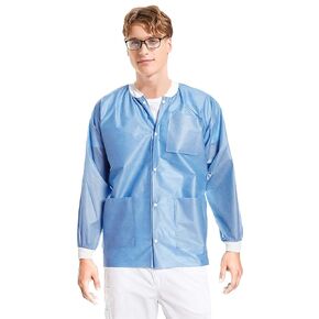 ValuMax 3630CBS Extra-Safe, Wrinkle-Free, Noble Looking Disposable SMS Hip Length Jacket, Ceil Blue, S, Pack of 10 in Kuwait