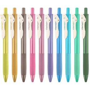 أقلام حبر جاف قابلة للسحب، 10 أقلام حبر جل ملونة لتدوين اليوميات ورسم الخربشة وتدوين الملاحظات، قلم ذو نقطة دقيقة 0.5 مم مع حبر سريع الجفاف (متعدد الألوان 1) in Kuwait