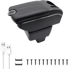 YJYWZH Car Armrest Box for Toyota Prius C Automotive Accessories Center Console with 4 USB Ports & 2 Type-C Interfaces Carbon Fiber Leather Cup Holder in Kuwait