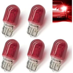 5PCS 7443 Light Bulbs, T20 Dual Wire 7443 Brake Light Bulb, 12V 21/5W Plug and Play Mini Tail Light Bulb, Multifunctional Turn Signal/Reverse/Tail LED Bulb Replacement, for Most Cars (Red) in Kuwait