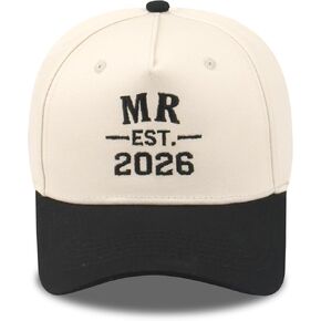 Embroidered Hubby/Wifey Mr/Mrs Groom/Bride Est 2026 Two-Tone Baseball Cap for Men Women Anniversary Newlywed Gift in Kuwait