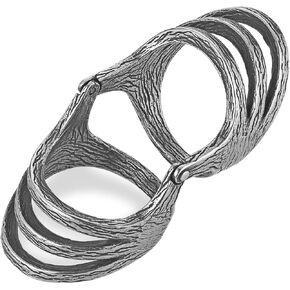 HZMAN Vintage Retro Stainless Steel Ring for Women - US Size 7-10 Multi-Layer Split Design Bark Texture Nature-Inspired Boho Jewelry in Kuwait