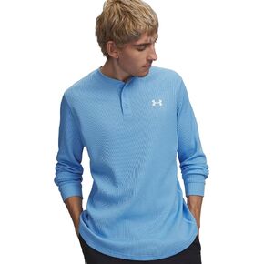 قميص Under Armour رجالي UA Waffle Henley بأكمام طويلة (الولايات المتحدة، ألفا، متوسط، عادي، عادي، رمادي - 781) in Kuwait