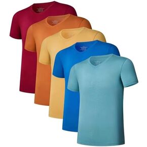 Men's Undershirt Bamboo Rayon T-Shirts Short Sleeve V-Neck Soft Tees for Men Tag-Free Underwear 3 or 5 Pack in Saudi Arabia