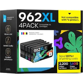 962XL Ink Cartridges Combo Pack Compatible for HP Ink 962XL 962 Black and Color Combo Pack Replacement for HP Officejet Pro 9010 9015 9016 9018 9020 9025 Printers, No e Series Printer (4 Pack) in Kuwait