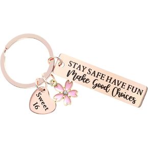 Ouligay Sweet 16 هدية للفتيات هدية عيد الميلاد السادس عشر للفتيات سلسلة مفاتيح حلوة ستة عشر هدية لفتاة تبلغ من العمر 16 عامًا عيد الميلاد 16 هدايا تزيين الحفلات للفتاة المراهقة والابنة والأخت أفضل صديق in Kuwait