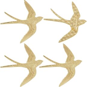 4 Pack Gold Swallow Brooch Metal Minimalist Bird Lapel Pins for Women Men 1.97in in Kuwait