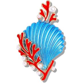Shell Brooch Pin Sea Shell Ocean Animal Lapel Pin Scallop Shell Pins Sea Shell Jewelry Dress Accessories Cute Sea Animals Brooches for Women for Mom Best Friends Gift in Kuwait
