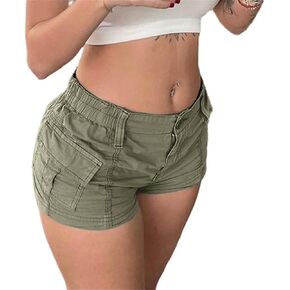 Womens Cargo Shorts Summer Y2k E-Girl Slim Fit Elastic Waist Cargo Shorts for Harajuku Streetwear in Kuwait