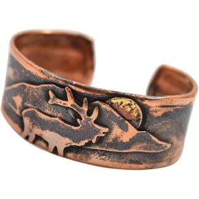 American Made Rustic Copper Cuff Bracelet – Elk and Mountain in Kuwait