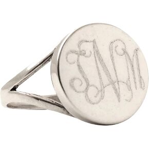 The Personal Exchange Round Monogram Sterling Silver Ring in Kuwait