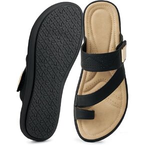 Flats Sandals for Women 2026: Comfortable Dressy Summer Slides Adjustable Cushioned Walking Shoes for Beach Vacation Office Casual in Kuwait