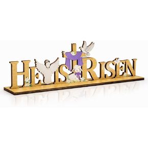 He Is Risen Easter Decor, Easter Basket Stuffers Gift, Christian Table Decor, Christian He Is Risen Decorations for Home, Farmhouse Spring Decor, Christian Gift in Kuwait