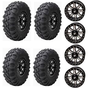 Four 32x10-15 Tusk MEGABITE HD 8-Ply Radial UTV Tires mounted on Tusk UINTA Beadlock Wheels - For YAMAHA YXZ1000 RMAX gun metal in Kuwait