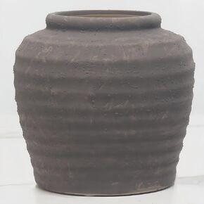 مزهرية سيراميك ريفية من المزرعة - مزهريات زهور مزخرفة بلون الأرض لديكور المنزل البوهيمي، قطعة مركزية لطاولة غرفة المعيشة - لمسة فنية حديثة كبيرة مقاس 7.5 بوصة (بني) in Kuwait