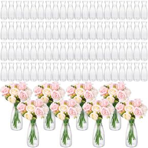50 Pcs Plastic Bud Vases in Bulk Small Clear Flowers Vases for Centerpieces Wedding Decorations Home Banquet Formal Dinners Party Table Decor, 2.64 x 6.69 Inch in Kuwait