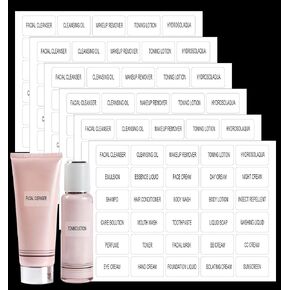 180Pcs Bathroom Labels, 6 Sheet Waterproof Labels for Travel Size bottles Bathroom Label for Organizing Clear Stickers for Cosmetic Jars, Refillable Bottles, Lotion Cream, Body Wash, Shampoo (1"x0.4") in Kuwait