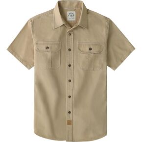 Dubinik® Mens Short Sleeve Button Down Shirts Men Work Shirt 2 Pocket Vintage Cotton Button up Casual Comfort in Kuwait