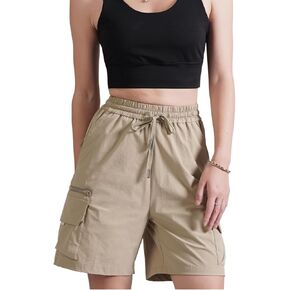 Hewlshawn Women's Shorts Hiking Cargo Pants with Pockets Athletic Casual Elastic Waist Bermuda Streetwear Shorts for Summer in Kuwait