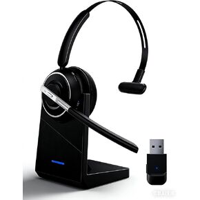 سماعة رأس بلوتوث، سماعة رأس لاسلكية مع ميكروفون للكمبيوتر الشخصي، سماعة كمبيوتر V5.2 مع ميكروفون عازل للضوضاء، دونجل USB، قاعدة شحن وزر كتم الصوت للعمل، الهواتف المحمولة، الكمبيوتر، مركز الاتصال، التكبير/التصغير in Kuwait