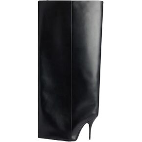 Knee High Stiletto Heel Boots for Women Fold Over Pointed Toe Extra Wide-Calf Pull On Boot Riding Slouchy Long Boots Straight Leg Stylish Fall Shoes in Kuwait