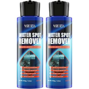 مزيل بقع الماء، ملمع كاشط للزجاج الأمامي للسيارة، الزجاج، الطلاء - يزيل بقع الماء الصعبة، الشحوم، الرواسب المعدنية - آمن على أسطح السيارات، عبوة مزدوجة 100 جرام (2 × 3.5 أونصة) in Kuwait