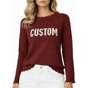 Custom Knit Sweater for Women, Personalized Name Knit Sweater with Embroidered Design, Ideal Gift for Moms, Teachers, Birthdays, Mother's Day & Special Occasions in Kuwait