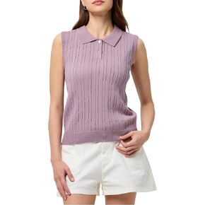 Sleeveless Polo Sweater Vest for Women Lapel Knit Polo Shirt Tank Top Cable Preppy Loose Casual Pullover Outfits in Kuwait