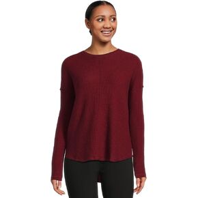 Elliott Lauren Womens Cotton Cashmere - Round Neck Waffle Stitch Drop Shoulder Long Sleeve Sweater in Kuwait