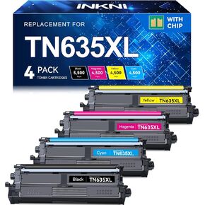 استبدال خرطوشة الحبر المتوافقة مع InkNI لحبر Brother TN635XL TN635 XL TN-635XL لحبر MFC-L8930CDW MFC-L8730CDW HL-L8430CDW HL-L8430CDWT HL-L8570CDW MFC-L8970CDW MFC-EX575 حبر الطابعة 4 عبوات in Kuwait