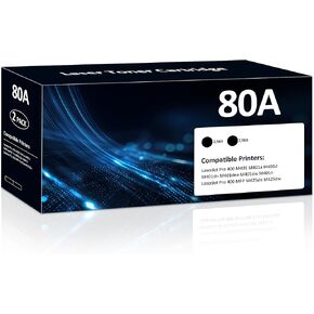 خراطيش حبر أسود 80A 2 عبوة متوافقة مع خراطيش حبر HP 80A CF280A 80X CF280X المتوافقة مع طابعة HP Laser Jet Pro 400 M401 M401a M401d M401dn M401dne M401dw M401n MFP M425dn M425dw in Kuwait