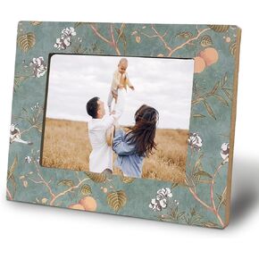 إطار صورة من البورسلين الأزرق والأبيض مقاس 5 × 7، ديكور منزلي لجيل الألفية، إطار صور زهور باللونين الأزرق والأبيض، إطارات زهور نباتية عتيقة لسطح المكتب أو عرض الحائط in Kuwait