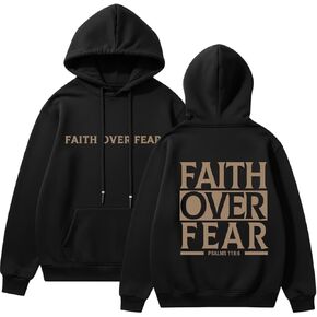 Faith Over Fear Hoodie Women Christian Sweatshirt Positive Graphic Hooded Pullover Casual Long Sleeve Faith Gifts in Kuwait