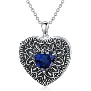 Heart Photo Locket Necklace 925 Sterling Silver Birthstone Gemstone That Holds 2 Pictures Locket Necklace Jewelry Gifts for Mother Women Mom Mother's Day Christmas Birthday in Kuwait