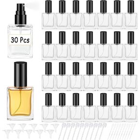 Premium 30 Pcs 30 ml Clear Glass Perfume Spray Bottle Mini Empty Perfume Bottles, Refillable Perfume Bottle With Pump Tool, Droppers And Funnels for DIY Fragrances, Cologne, and Travel (Gold) in Kuwait