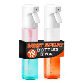 قطعتان من زجاجة رذاذ مستمرة للشعر - زجاجات رذاذ بلاستيكية فارغة للشعر سعة 10 أونصة مع فوهة 0.3 مم، رذاذ مستمر 360 درجة - تصميم مريح مانع للتسرب للتصفيف والعناية بالبشرة والنباتات والتنظيف in Kuwait