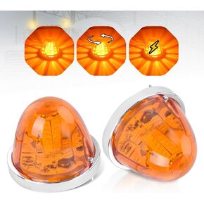 2PCS Amber Watermelon Lights 360 Degree Rotation Roof Clearance Strobe Lamps, 30 LEDs Side Marker Turn Signals For Semi Trucks Trailers in Kuwait