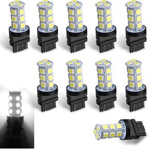 Shakas 10 PCS 3156/3157 LED Tail Lights, 5050-18SMD DC12V 6500K Reversing Lights Turn Signals Brake Lights, 360 Degree Lighting Replacement Parts, Suitable for Most Car Models (White) in Kuwait