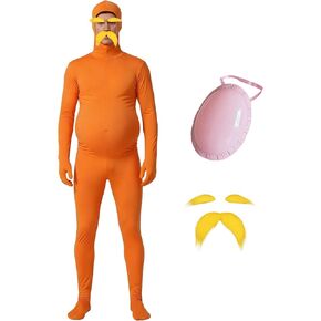 Costumes for Women Orange Bodysuit for Men Beard Eyebrows Spandex Jumpsuit Halloween Party Cosplay in Saudi Arabia