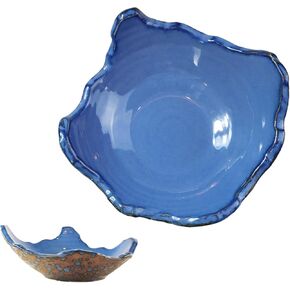 8" Ceramic Decorative Bowl，Irregular Rim Reactive Glaze Key Bowl For Entryway Table，Handcrafted Purse Catch All Bowls，Japanese Style Fruit Bowls For Tabletop or Home Decor in Saudi Arabia