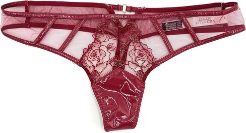 Victoria's Secret Very Sexy Low Rise Thong Panty Embroidered Lace, Faux Leather, Wine Red, Medium in Saudi Arabia