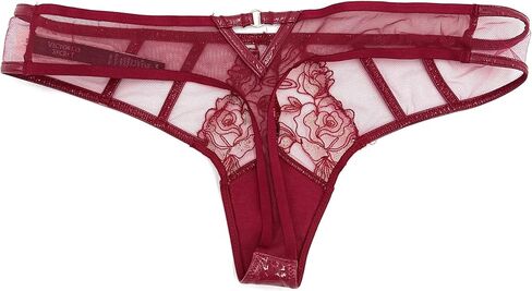 Victoria's Secret Very Sexy Low Rise Thong Panty Embroidered Lace, Faux Leather, Wine Red, Medium in Saudi Arabia