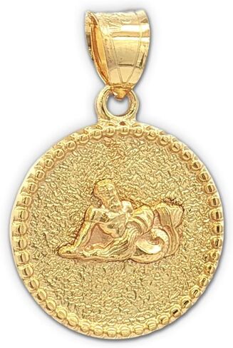 CROSS + CROWN Premium 14K Yellow Gold Zodiac Pendant, Durable Double-Bonded 14K Charm for Necklace, Women & Mens Gold Zodiac Pendant for Chain, Handcrafted Astrology Jewelry in the USA in Kuwait