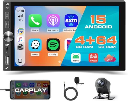 Hikity Double Din Android Car Stereo 7 بوصة تعمل باللمس راديو السيارة في Dash GPS Navigation Bluetooth FM Radio مع وصلة مرآة USB WiFi مزدوجة لهواتف iOS/Android in Kuwait