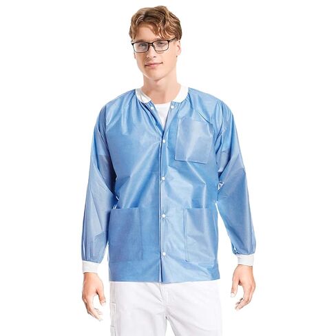 ValuMax 3630CBS Extra-Safe, Wrinkle-Free, Noble Looking Disposable SMS Hip Length Jacket, Ceil Blue, S, Pack of 10 in Kuwait