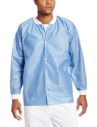 ValuMax 3630CBS Extra-Safe, Wrinkle-Free, Noble Looking Disposable SMS Hip Length Jacket, Ceil Blue, S, Pack of 10 in Saudi Arabia