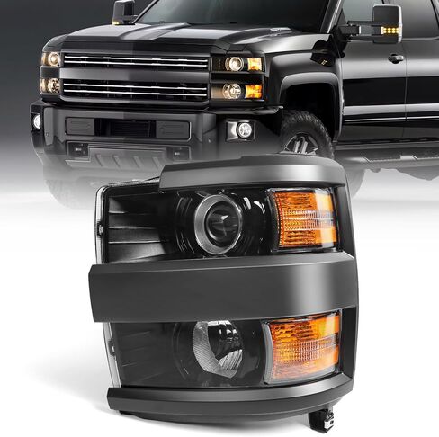 FIONE Halogen Headlight Assembly Compatible with Chevy Silverado 2500 3500 HD 2015-2019 GM2502416 84388592 Chrome Housing Headlamp LH Left Driver in Saudi Arabia