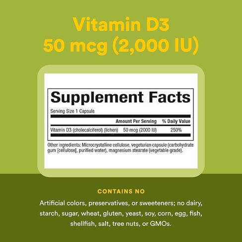 Natural Factors, Vegan Vitamin D3 2000 IU, Supports Bone and Immune Health, 90 Capsules in Saudi Arabia