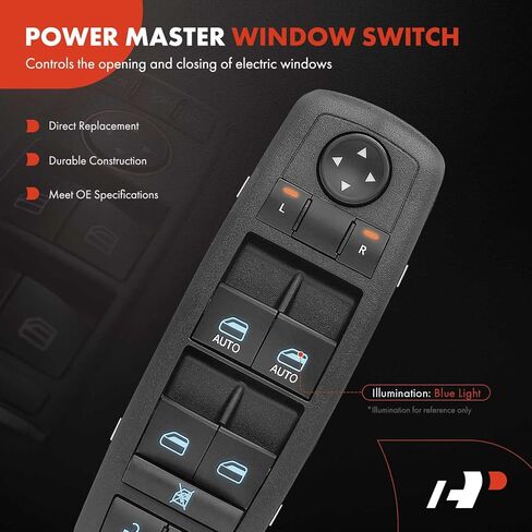 A-Premium 3+9 Pins Master Power Window Switch Compatible with 2013-2015 Ram 1500 2500 3500, 2012-2020 Dodge Grand Caravan, 2012-2016 Chrysler Town & Country, Blue LED, Replace# 68110866AA, 68110866AB in Saudi Arabia