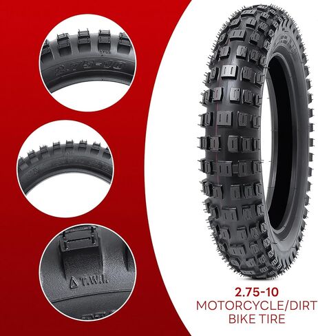 2.75-10 4PR TT 37J Dirt Bike Front/Rear Tire and Heavy Duty Inner Tube Compatible with 2.75-10 Off Road Pit Bike/Motorcycle Tire(P-117) in Saudi Arabia